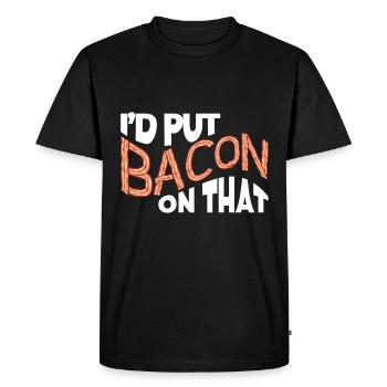 Je mettrais du bacon sur le drôle d’amateur de bacon - T-shirt Premium bio Homme - noir - Devant - Nico (187cm)