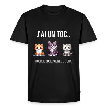 OBSESSION DU CHAT - T-shirt Premium bio Homme - noir - Devant - Nico (187cm)