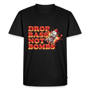 Drop Bass Not Bombs Music Lover Motif - Men's Premium Organic T-Shirt - black - Front - Nico (187cm)