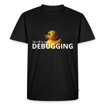 LUZILLION CODER COUTURE, RUBBER DUCK DEBUGGING - Men's Premium Organic T-Shirt - black - Front - Nico (187cm)