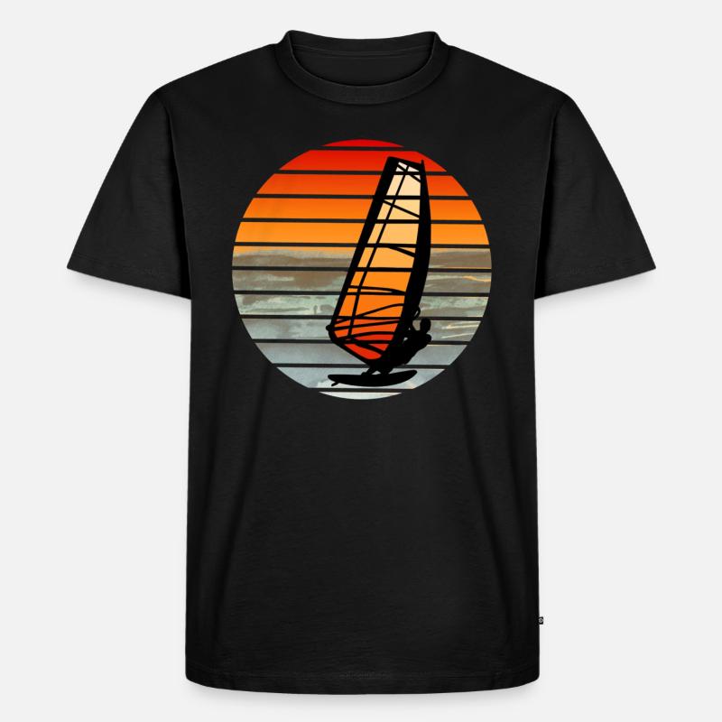 Windsurfer retro - Männer Premium Bio T-Shirt - Schwarz