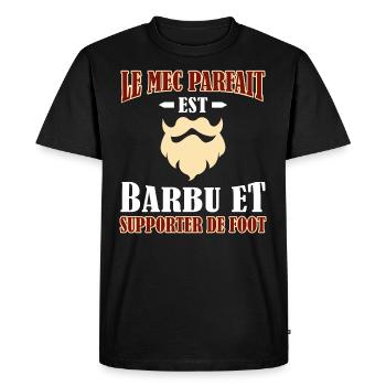 Mec Parfait Homme Barbu Supporter De Foot - T-shirt Premium bio Homme - noir - Devant - Nico (187cm)