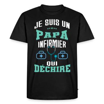 je suis un papa infirmier qui déchire - T-shirt Premium bio Homme - noir - Devant - Nico (187cm)