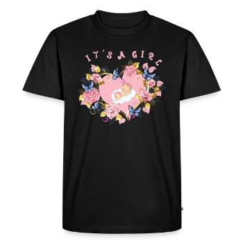 C’est une fille fille Naissance Fille Baby Shower Baby Shower - T-shirt Premium bio Homme - noir - Devant - Nico (187cm)
