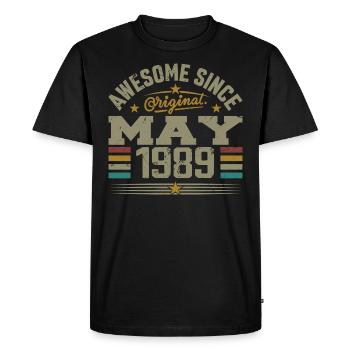 Vintage May 1989 May 1989 Born in May 1989 Original - Men's Premium Organic T-Shirt - black - Front - Nico (187cm)