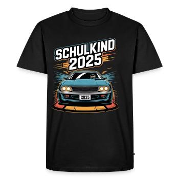 Einschulung Auto Schulkind 2025 Junge Rennauto - Männer Premium Bio T-Shirt - Schwarz - Vorne - Nico (187cm)