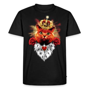 Red Roses Cat King - red cat with crown - Men's Premium Organic T-Shirt - black - Front - Nico (187cm)