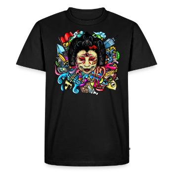 Gueisha Doodle - Men's Premium Organic T-Shirt - black - Front - Nico (187cm)