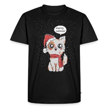 Cats Christmas - Men's Premium Organic T-Shirt - black - Front - Nico (187cm)