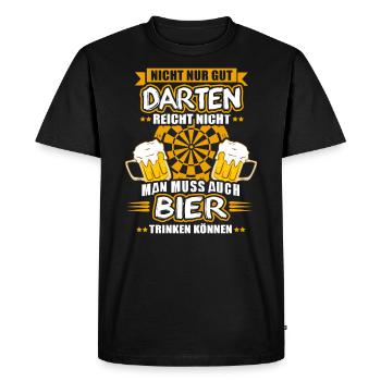 Darts Bier Lustiges Geschenk Dartspieler Dartboard - Männer Premium Bio T-Shirt - Schwarz - Vorne - Nico (187cm)