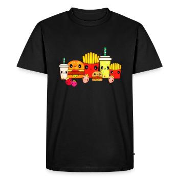 Fast food Burger Frites Kawaii - T-shirt Premium bio Homme - noir - Devant - Nico (187cm)