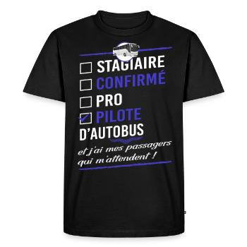 Chauffeur de bus - pilote d'autobus cadeau humour - T-shirt Premium bio Homme - noir - Devant - Nico (187cm)