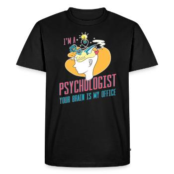 Je suis psychologue et votre Gehrin est mon bureau - T-shirt Premium bio Homme - noir - Devant - Nico (187cm)