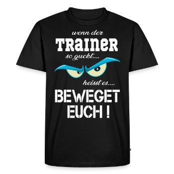 Trainer, Sportlehrer, Coach, Übungsleiter T Shirt - Männer Premium Bio T-Shirt - Schwarz - Vorne - Nico (187cm)