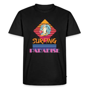 surf chat surf t-shirt cadeau rétro vintage - T-shirt Premium bio Homme - noir - Devant - Nico (187cm)