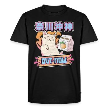 Vaporwave Otaku Chat Peach Japan Cat Retrowave - T-shirt Premium bio Homme - noir - Devant - Nico (187cm)