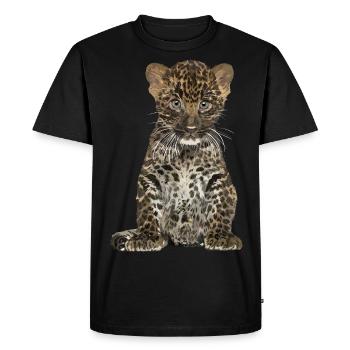 Léopard - T-shirt Premium bio Homme - noir - Devant - Nico (187cm)
