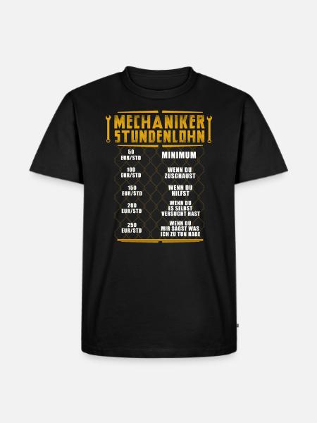 Mechaniker Stundenlohn - Kfz Mechatroniker - Männer Premium Bio T-Shirt - Schwarz