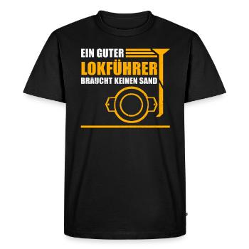 Ein guter Lokführer braucht keinen Sand - Männer Premium Bio T-Shirt - Schwarz - Vorne - Nico (187cm)