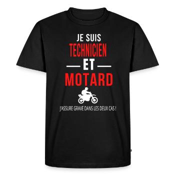 motard et TECHNICIEN - T-shirt Premium bio Homme - noir - Devant - Nico (187cm)