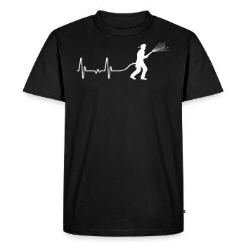 Feuerwehrmann - Feuerwehr - Herzschlag - Männer Premium Bio T-Shirt - Schwarz - Vorne - Nico (187cm)