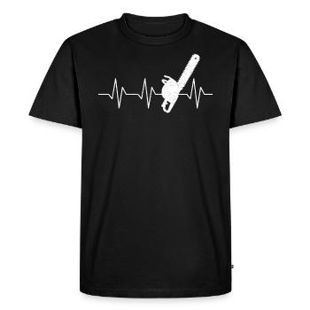 Bûcheron homme - Tronçonneuse Heartbeat - T-shirt Premium bio Homme - noir - Devant - Nico (187cm)