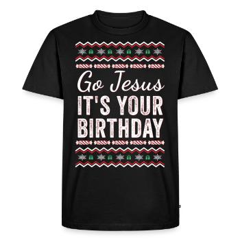 Go Jesus C’est ton anniversaire - Drôle de Jésus Chrétien - T-shirt Premium bio Homme - noir - Devant - Nico (187cm)