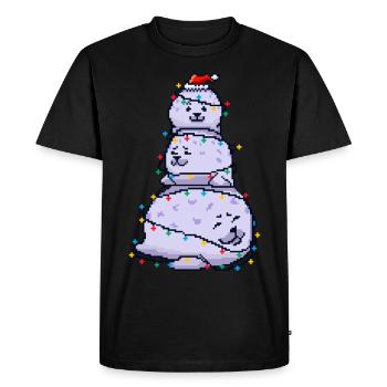 Chonky Seal Bonhomme de neige Lumières de Noël Pixel Art - T-shirt Premium bio Homme - noir - Devant - Nico (187cm)
