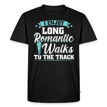 J’aime les longues promenades romantiques à la course - T-shirt Premium bio Homme - noir - Devant - Nico (187cm)