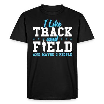 J’aime l’athlétisme et peut-être 3 personnes - T-shirt Premium bio Homme - noir - Devant - Nico (187cm)