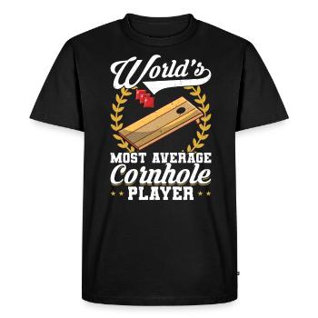Le joueur de Cornhole le plus moyen au monde - T-shirt Premium bio Homme - noir - Devant - Nico (187cm)