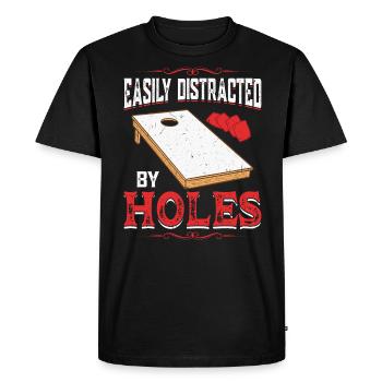 Facilement distrait par des trous - Cornhole Blindloch - T-shirt Premium bio Homme - noir - Devant - Nico (187cm)