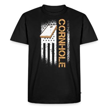 Drapeau des États-Unis Merica Cornhole Patriotic Vintage - T-shirt Premium bio Homme - noir - Devant - Nico (187cm)