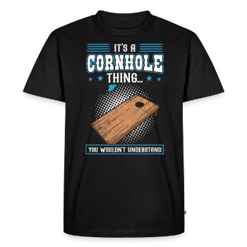 Ton trou est mon but - Cornhole - T-shirt Premium bio Homme - noir - Devant - Nico (187cm)