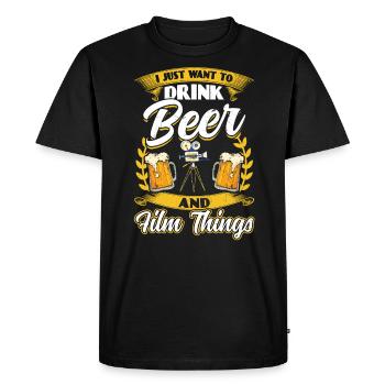 Je veux juste boire de la bière et filmer des choses - T-shirt Premium bio Homme - noir - Devant - Nico (187cm)