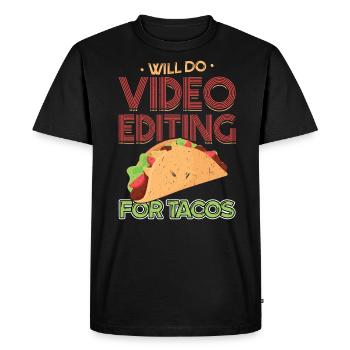 Video Editing For Tacos - Filmmakers - Men's Premium Organic T-Shirt - black - Front - Nico (187cm)