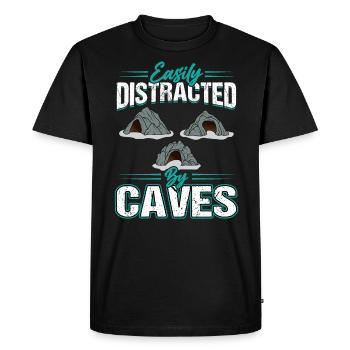 Easily distracted through caves - Caver - Spelunker - Men's Premium Organic T-Shirt - black - Front - Nico (187cm)
