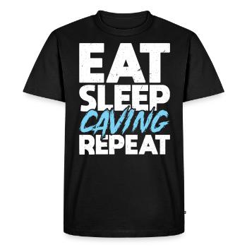 Eat Sleep Caving Repeat - Speleologist Spelunker - Men's Premium Organic T-Shirt - black - Front - Nico (187cm)