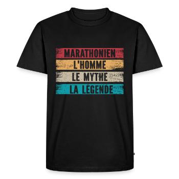 Marathon Marathonien Homme Mythe Légende Humour - T-shirt Premium bio Homme - noir - Devant - Nico (187cm)