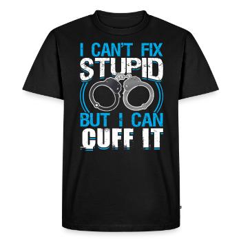 I can't cure stupidity, but I can shackle - Men's Premium Organic T-Shirt - black - Front - Nico (187cm)