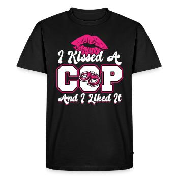 J’ai embrassé un flic - Petite amie d’un policier - T-shirt Premium bio Homme - noir - Devant - Nico (187cm)