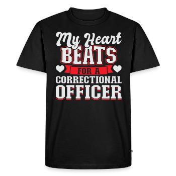 My Heart Beats For A Correctional Officer - Men's Premium Organic T-Shirt - black - Front - Nico (187cm)