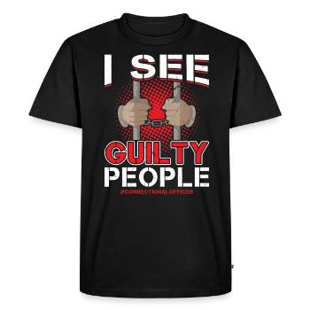 Je vois des coupables - Agent correctionnel - T-shirt Premium bio Homme - noir - Devant - Nico (187cm)