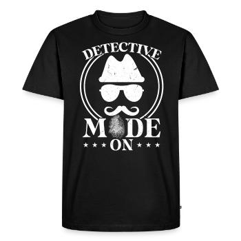 Detective Mode On - Men's Premium Organic T-Shirt - black - Front - Nico (187cm)