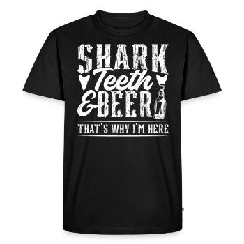 Dents de requin et bière - Fossil Hunters - T-shirt Premium bio Homme - noir - Devant - Nico (187cm)