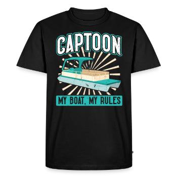 Captoon - Mon bateau mes règles - Pontoon Boat - T-shirt Premium bio Homme - noir - Devant - Nico (187cm)