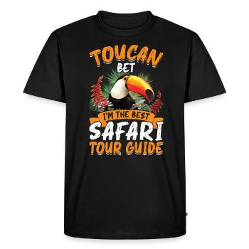 Toucan Bet, I Am The Best Safari Tour Guide - Men's Premium Organic T-Shirt - black - Front - Nico (187cm)