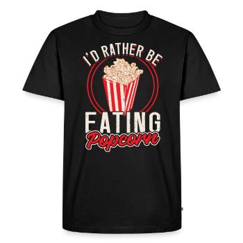 Je préfère manger du pop-corn - T-shirt Premium bio Homme - noir - Devant - Nico (187cm)