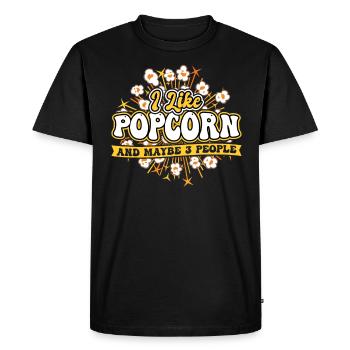 J’aime le pop-corn et peut-être 3 personnes - T-shirt Premium bio Homme - noir - Devant - Nico (187cm)