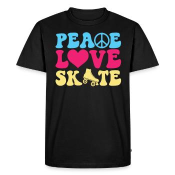 Peace Love Skate - Roller skating - Men's Premium Organic T-Shirt - black - Front - Nico (187cm)